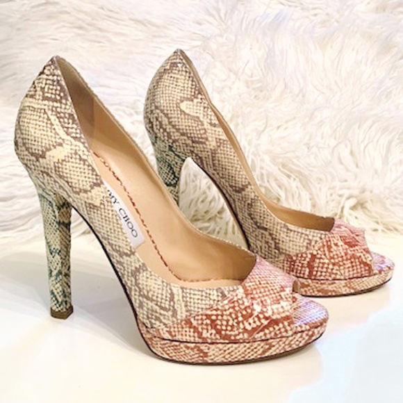 JIMMY CHOO Embossed Snakeskin Platform Pumps - Picture 2 of 7